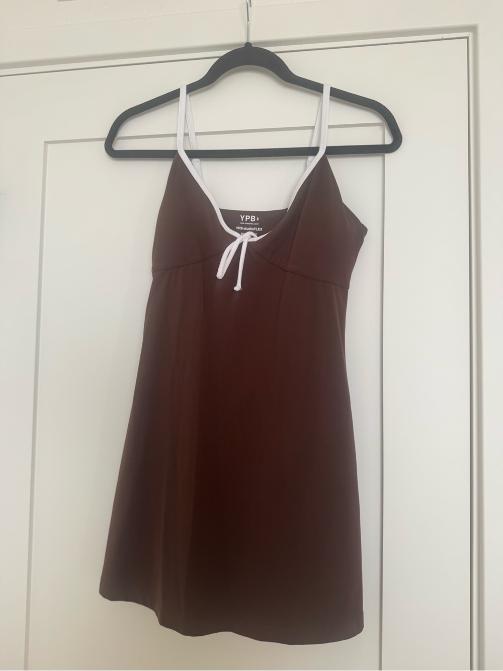 Brown Romper Dress with White Trim